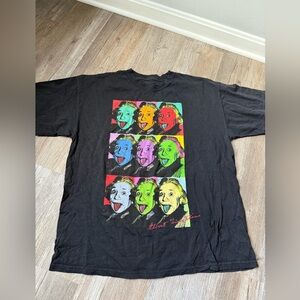 Albert Einstein Warhol Pop Art Graphic T-Shirt Black Retro Color Men's Size L XL